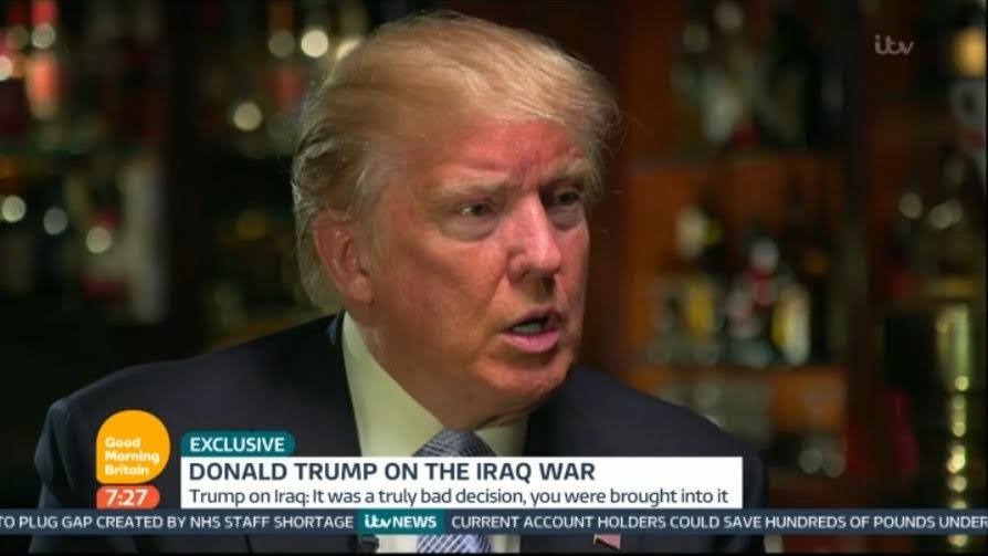 Donald Trump said Iraq is now in a mess because of Britain and America's decision to invade in 2003
