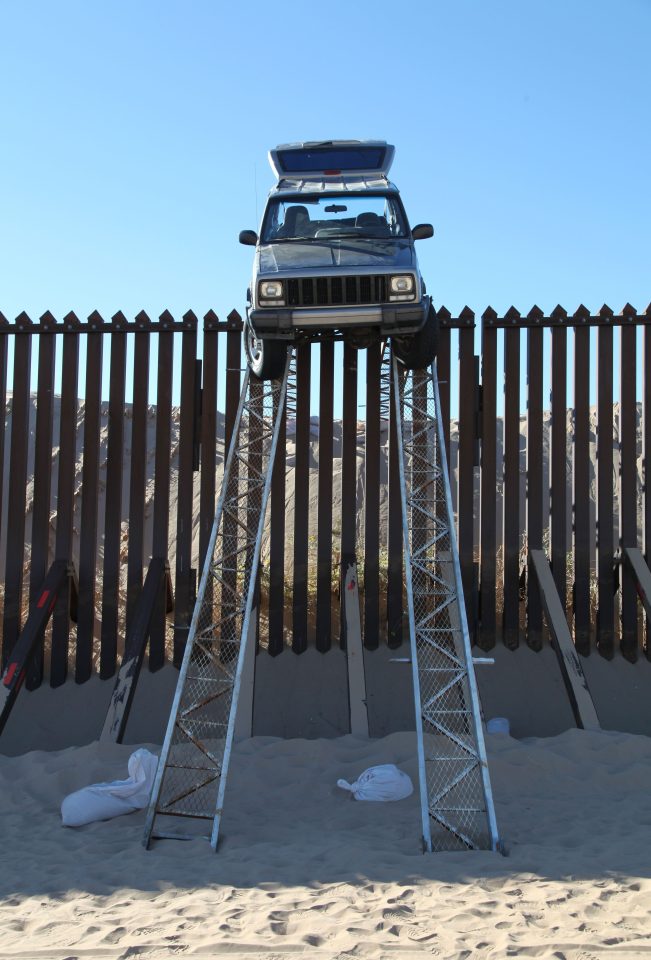 Immigrants have already tried to drive over existing border fences with this car caught in the act in 2012