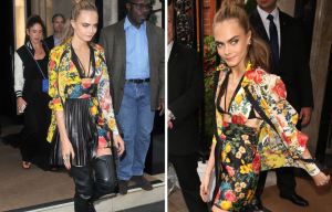 Cara Delevingne mixes East and West as she and her Suicide Squad cast out for the night