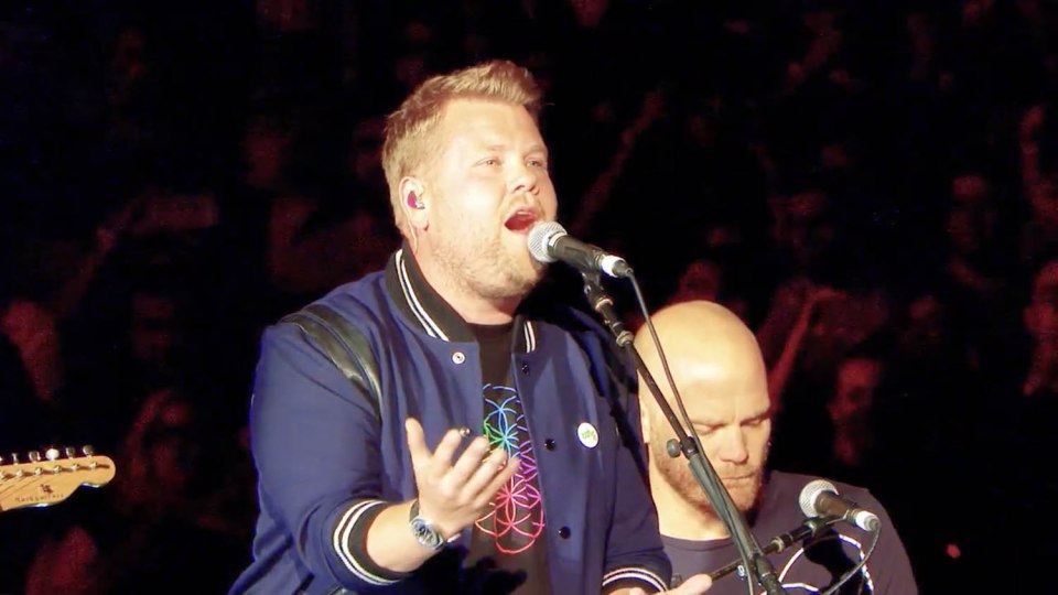 James sang in front of thousands at the Rose Bowl in California
