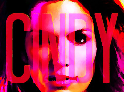 Cindy Crawford on canvas - his work features their first names across their faces