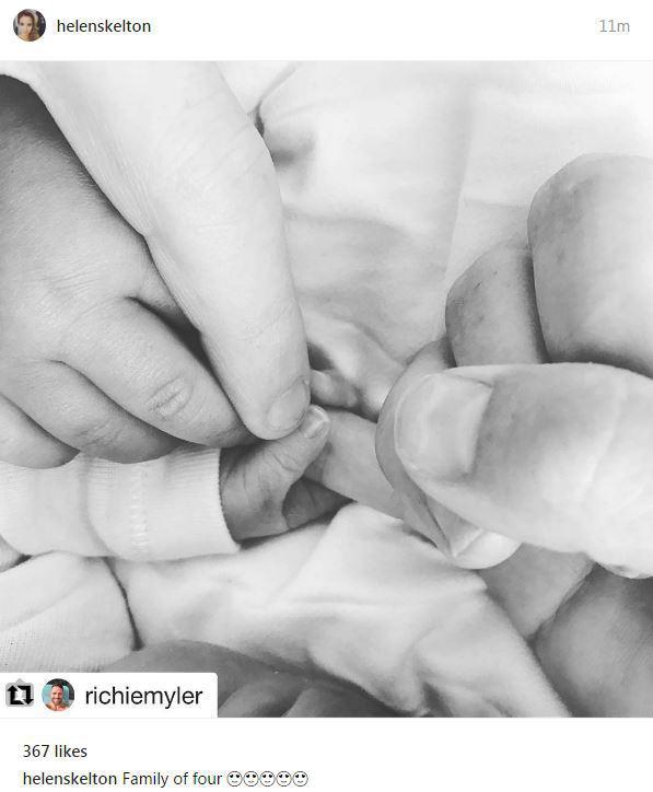 Helen Skelton announced the birth of her and husband Richie's second child with a cute snap on Instagram