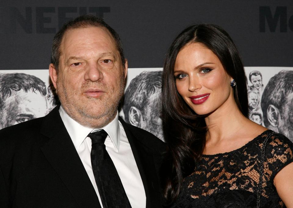  Here he is pictured with his wife Georgina Chapman, who announced last night that she was leaving him