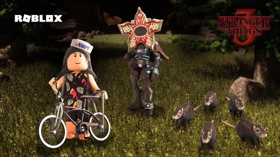 Roblox content include wearable items, including a terrifying demogorgon head