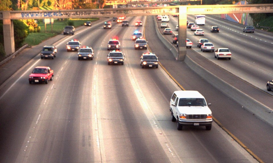 The infamous white Ford Bronco was driven by Al Cowlings along a Los Angeles freeway