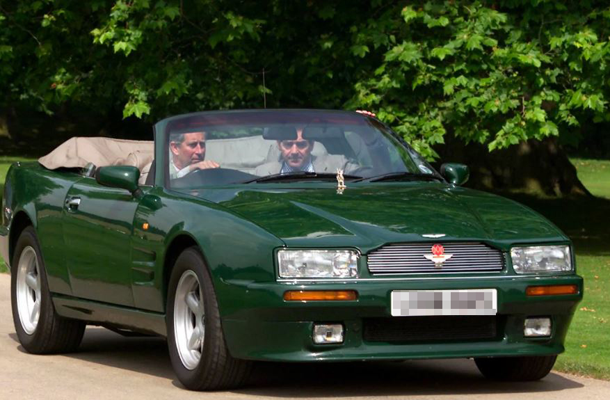 Charles was seen behind the wheel of his Aston Martin V8 Vantage Volante at the Cirencester Park Polo Club in 2005