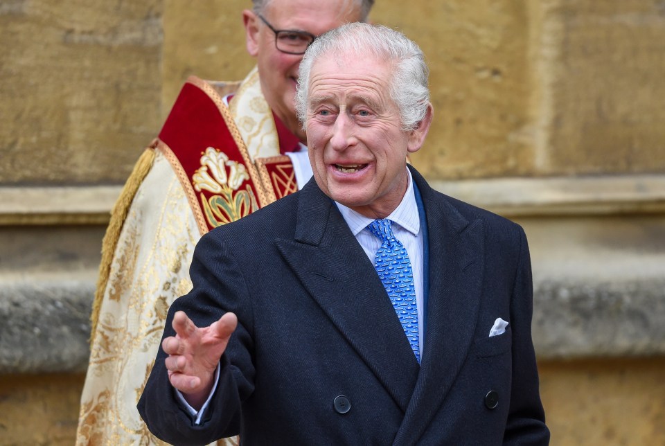 King Charles III at Easter Mattins Service at Windsor Castle.