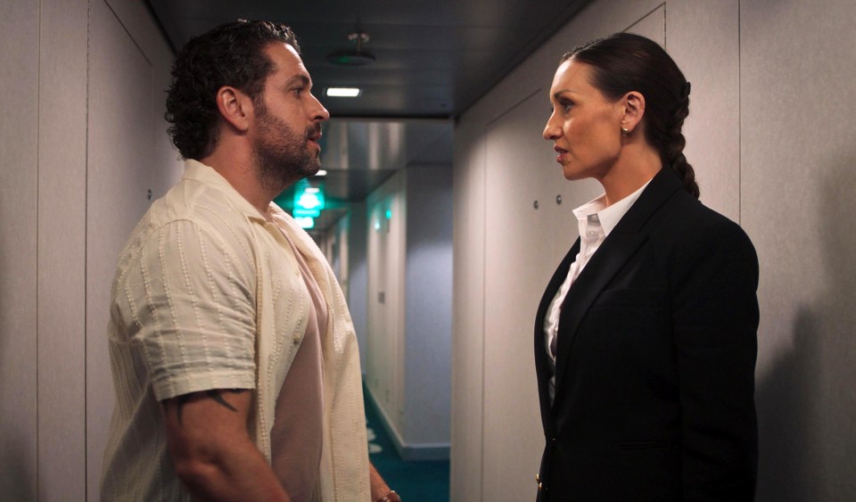 Shayne Ward and Catherine Tyldesley in a scene from *The Good Ship Murder*.