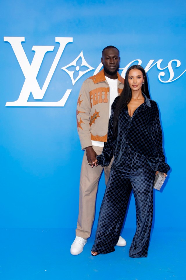 PARIS, FRANCE - JUNE 18: (EDITORIAL USE ONLY - For Non-Editorial use please seek approval from Fashion House) Stormzy and Maya Jama attend the Louis Vuitton Menswear Spring/Summer 2025 show as part of Paris Fashion Week on June 18, 2024 in Paris, France. (Photo by Julien M. Hekimian/Getty Images)