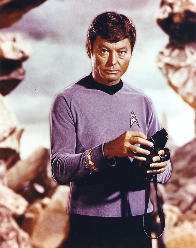 DeForest Kelley as Captain Kirk in Star Trek (1966).