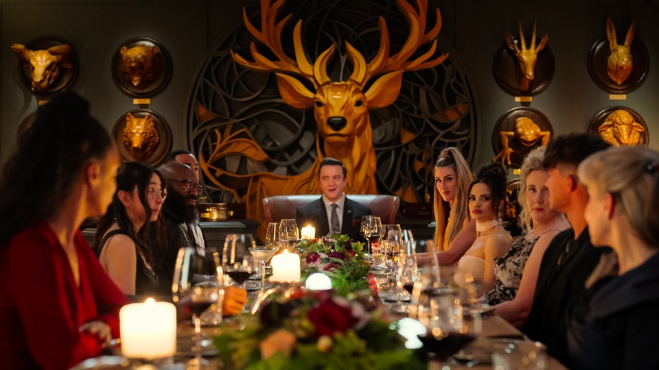 Contestants of Million Dollar Secret at a dinner party.
