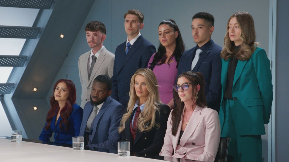 The Apprentice candidates in the boardroom.