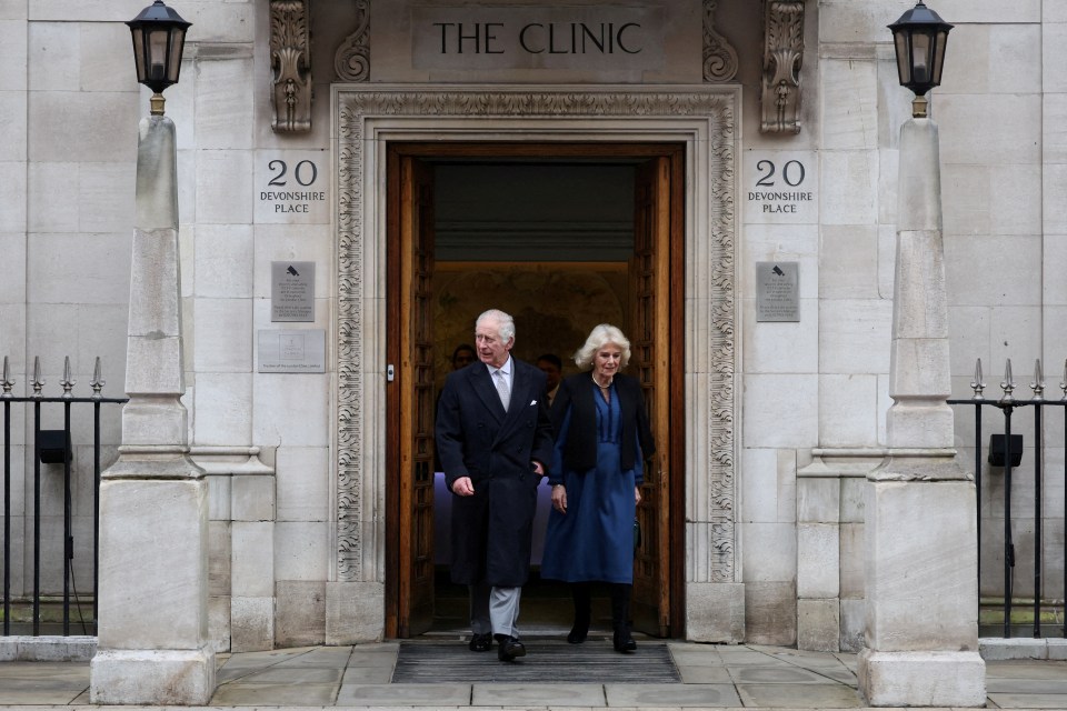 King Charles and Queen Camilla leaving the London Clinic.