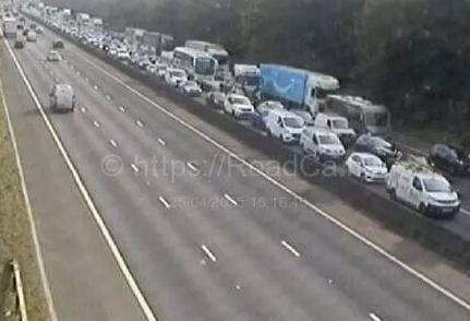 M1 motorway traffic jam.