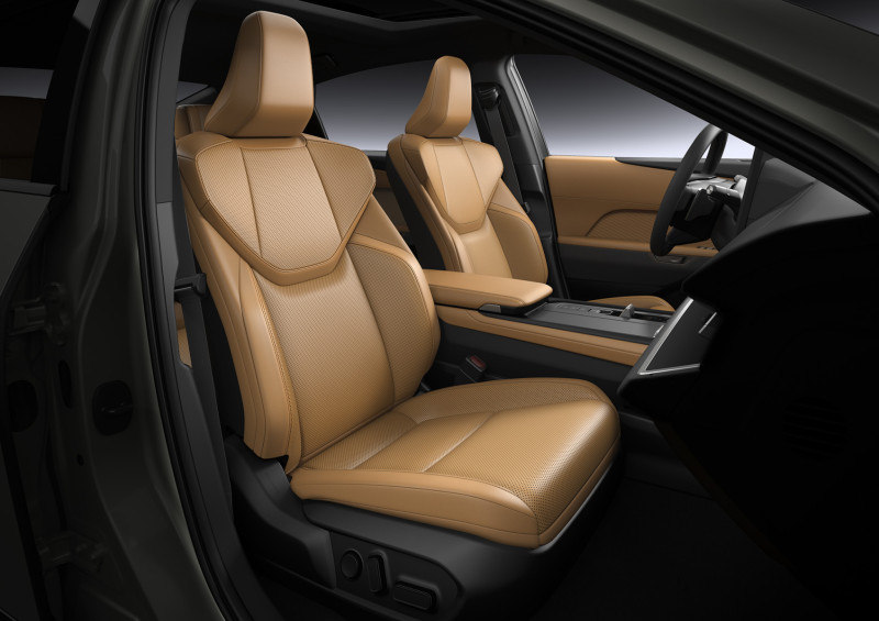 Tan leather interior of a Lexus ES.
