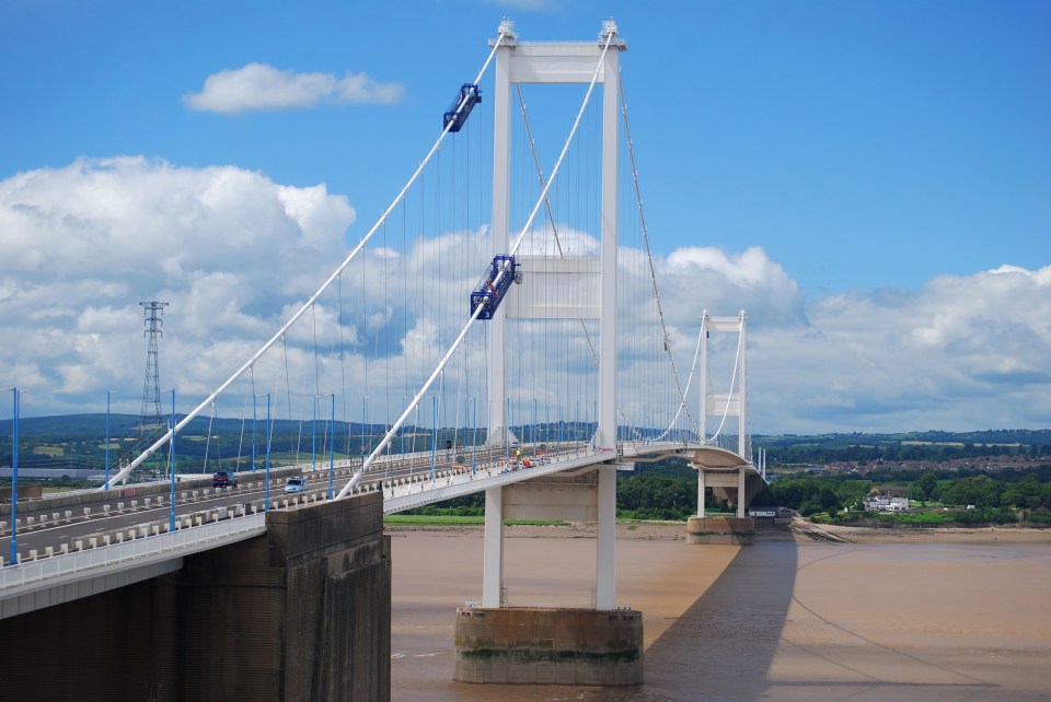 The Severn Bridge from the M48 Motorway.