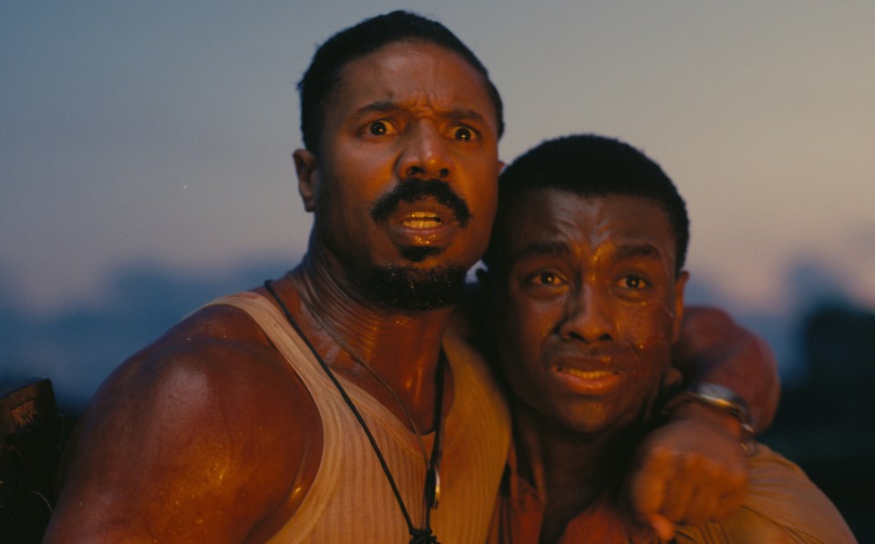 Film still of Michael B. Jordan and Miles Caton in *Sinners*.