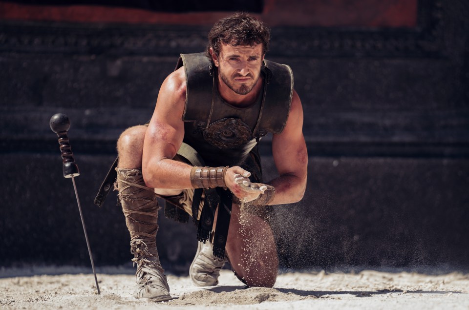 Paul Mescal as Lucius in a film still from Gladiator II.