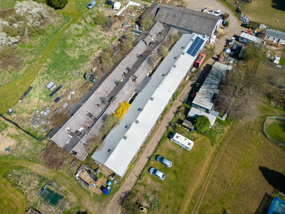 Aerial view of a derelict zoo.