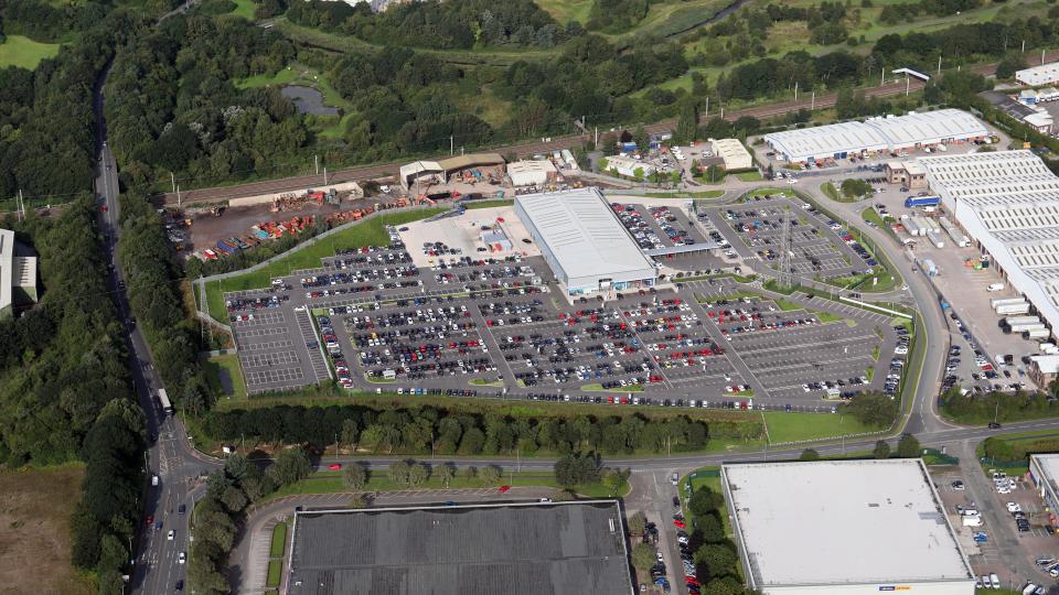 Aerial view of CarShop in North Warrington.
