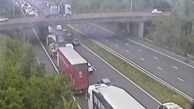 Traffic jam on a highway.