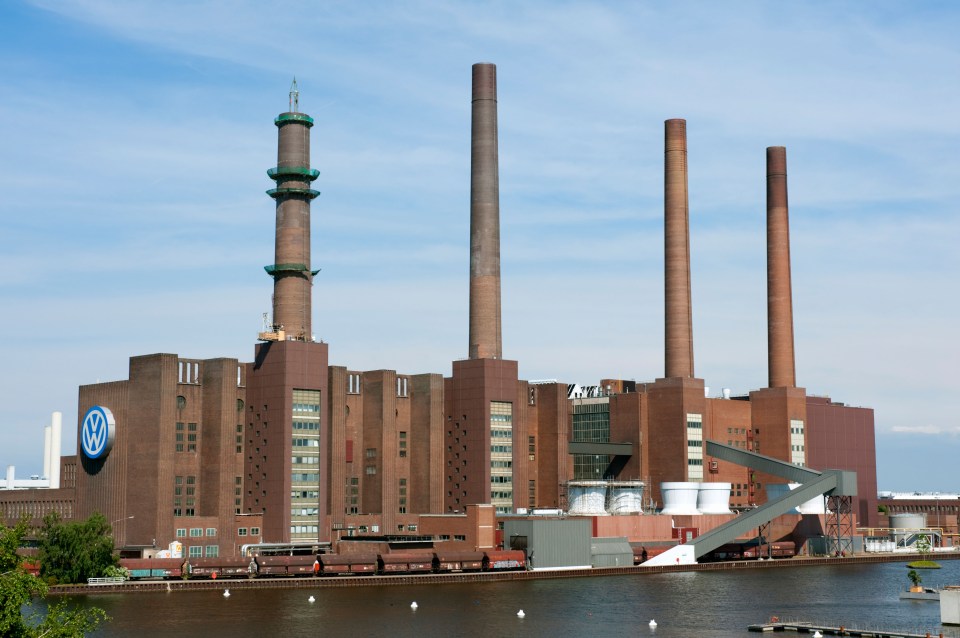 Volkswagen car factory with its own power station in Wolfsburg, Germany.