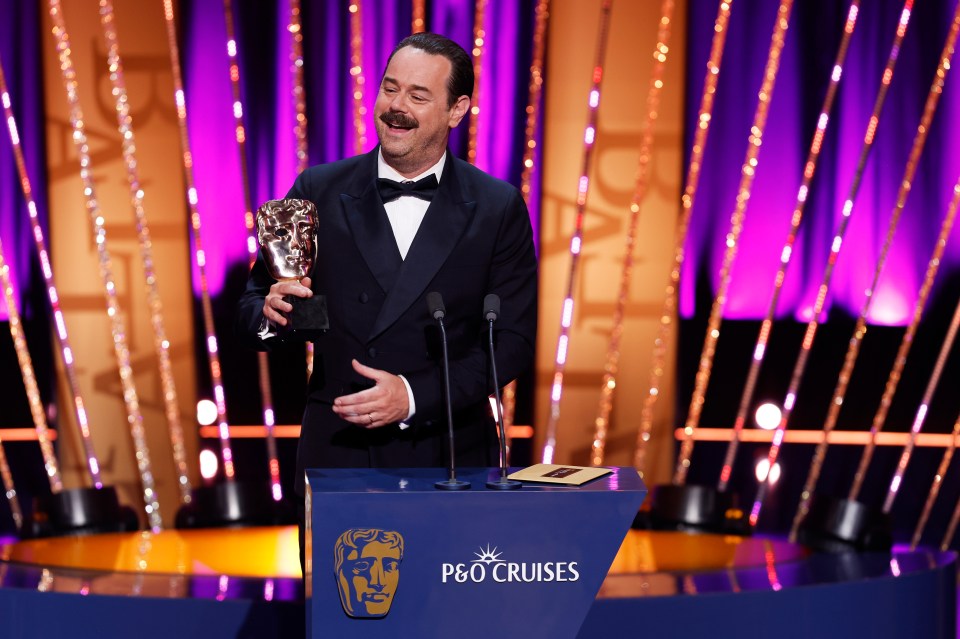 Danny Dyer accepting a BAFTA award.
