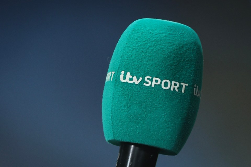ITV Sport branded broadcast microphone.