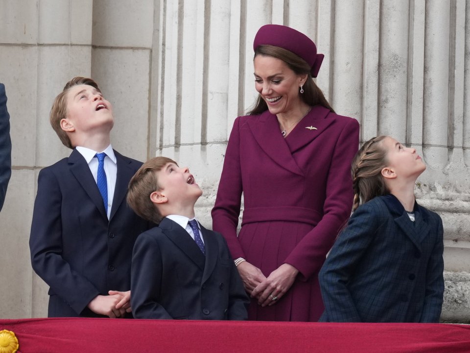 Kate Middleton with her three children at Buckingham Palace.