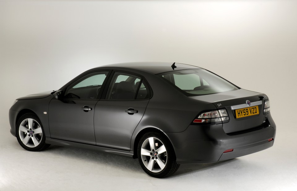 Photo of a dark gray Saab 93.